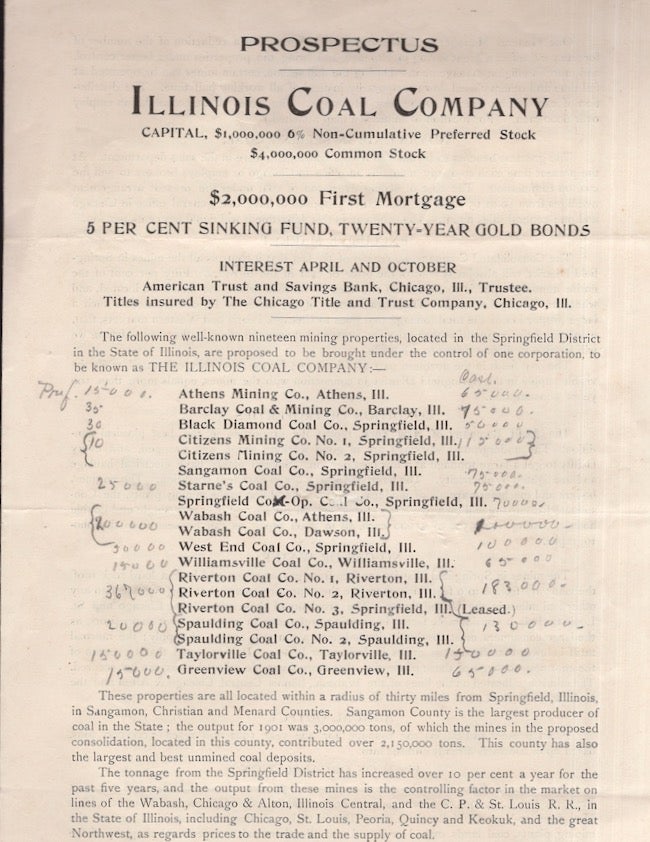 Item #26422 Illinois Coal Company Prospectus. Illinois Coal Company.