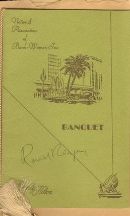 Item #26665 Ronald Reagen signed Banquet Menu. National Association of Bank Women Inc. Banquet at...