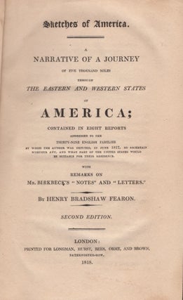 Item #26857 Sketches of America. A Narrative of a Journey of Five Thousand Miles Through The...