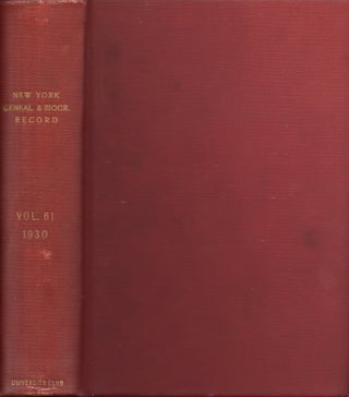 Item #26908 The New York Genealogical and Biographical Record. Devoted to the Interests of...