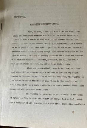 Confidential for Mr. Luce: "Memorandum Concerning Russia" 1932
