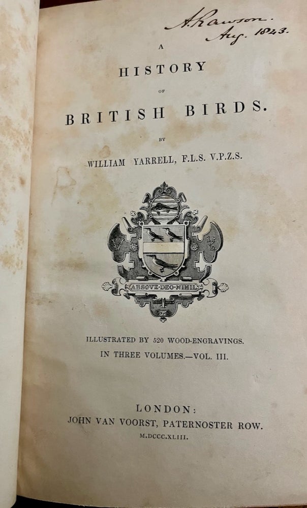 Item #27804 A History of British Birds. Volume III. William Yarrell.