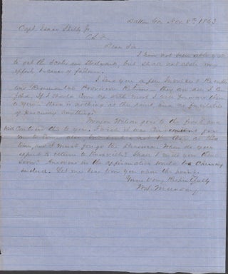 Item #28270 November 8th, 1863 letter addressed to Capt. Isaac Shelby, Jr. CS2. Letter concerns...