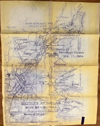 Item #28341 Battle of Atlanta Map with 1864 battles around Atlanta super imposed on a drawn 1964...