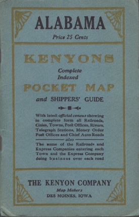 Item #28660 Alabama Kenyons Complete Indexed Pockett Map and Shippers Guide. Alabama, The Kenyon...