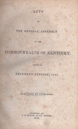 Item #28977 Acts Passed of the General Assembly of the Commonwealth of Kentucky: Passed at...
