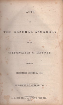 Item #29003 Acts of the General Assembly of the Commonwealth of Kentucky. Commonwealth of Kentucky