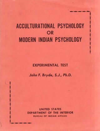 Item #29148 Acculturational Psychology Or Modern Indian Psychology Experimental Text. John F. S....