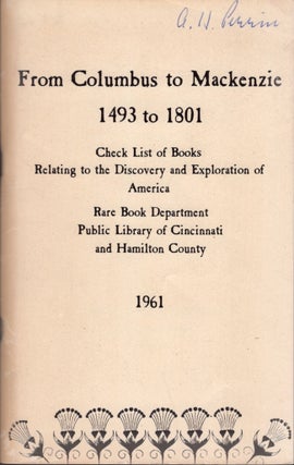 Item #29213 A Checklist of Books Relating to the Discovery, Exploration and Description of...