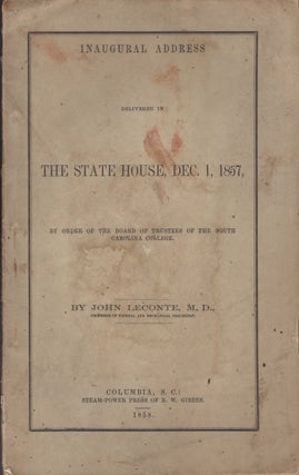 Item #29639 Inaugural Address Delivered in The State House, Dec. 1, 1857, By Order of Trustees of...