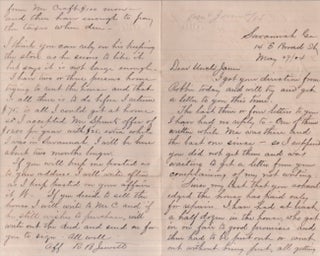 Item #29710 1884 Letter written from Savannah to family member regarding real estate business....