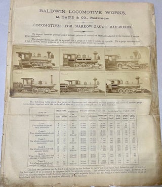 Item #29751 Baldwin Locomotive Works, M. Baird & Co., Proprietors. Locomotives for Narrow Gauge...