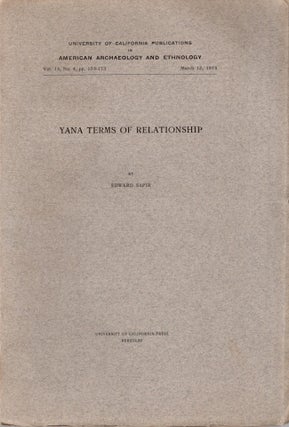 Item #30275 Yana Terms of Relationship. Edward Sapir