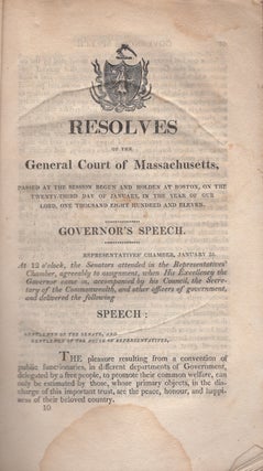 Item #30638 Resolves of the General Court of Massachusetts, Passed at the Session Begun and...