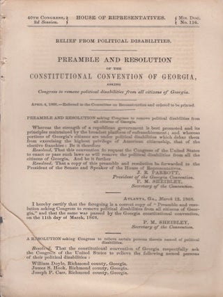 Item #33226 Relief from Political Disabilities. Preamble and Resolution of the Constitutional...