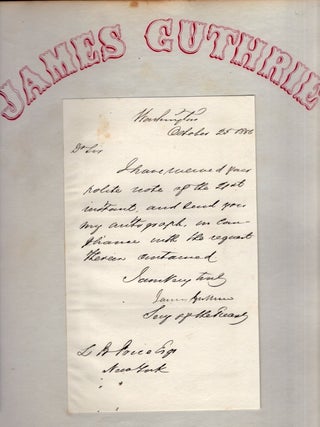 Item #34368 1856 James Guthrie Autograph Letter Signed (ALS) pasted down on a single sheet of...