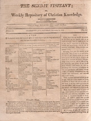 Item #35133 The Sunday Visitant; Weekly Repository of Christian Knowledge. Volume I. No. 50....