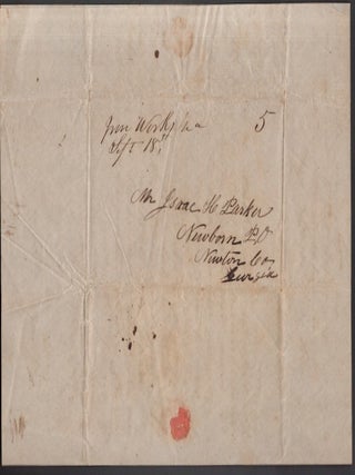 September 15th, 1848 manuscript letter written from the Iron Works in Cass County, Georgia addressed to Mr. Isaac H Parker, Newborn Newton Co. Georgia