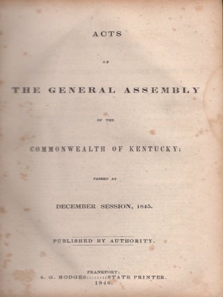 Item #35611 Acts of the General Assembly of the Commonwealth of Kentucky Passed at December...