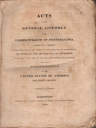 Item #35770 Acts of the General Assembly of the Commonwealth of Pennsylvania, Passed at A Session...