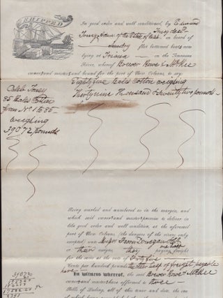 Item #36021 1848 printed, illustrated and manuscript document regarding Cotton bales and the...