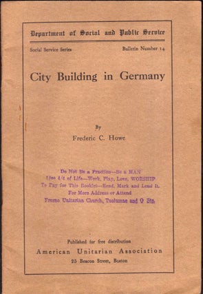 Item #7793 City Building in Germany. Frederic C. Howe