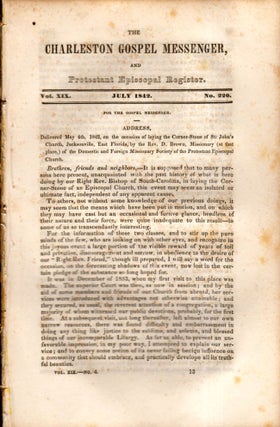 Item #8283 The Charleston Gospel Messenger, and Protestant Episcopal Register July, 1842....