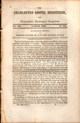 Item #8284 The Charleston Gospel Messenger, and Protestant Episcopal Register August, 1842....