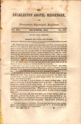 Item #8288 The Charleston Gospel Messenger, and Protestant Episcopal Register December, 1842....