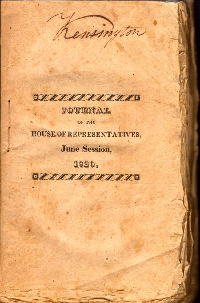 Item #8298 Journal of the House of Representatives of the State of New-Hampshire, At Their Session, Begun and Holden at Concord, on the First Wednesday of June, June Session, Anno Domini, 1820. State of New Hampshire.