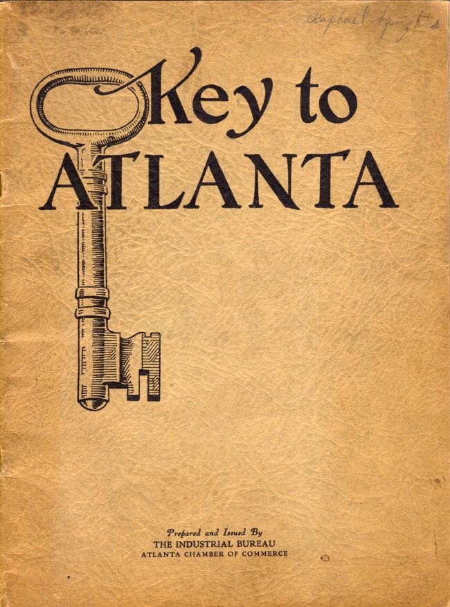 Item #8413 Key to Atlanta. Industrial Bureau Atlanta Chamber of Commerce.