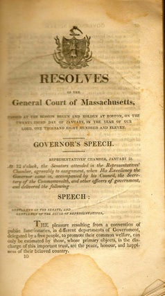 Item #9155 Resolves of the General Court of Massachusetts, Passed at the Session Begun and Holden...