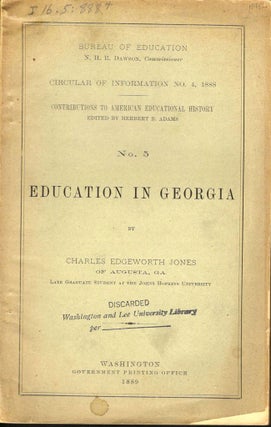 Item #9538 Education In Georgia. Charles Edgeworth Jones